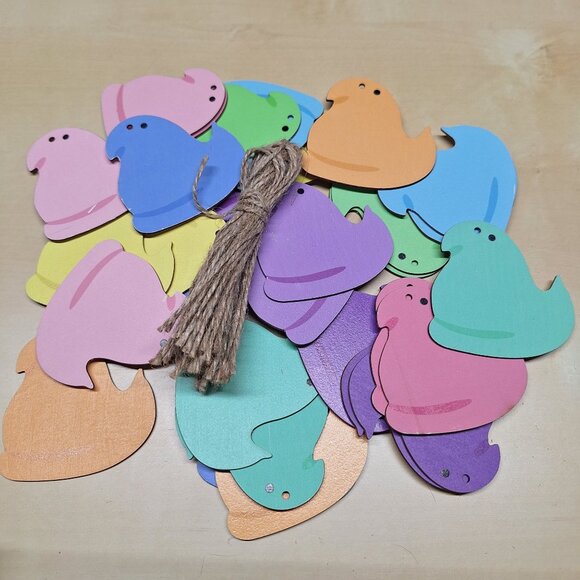 Easter Chick Wooden Peeps Spring 3 Inch Set of 30 Baby Shower Decorations - Picture 1 of 3